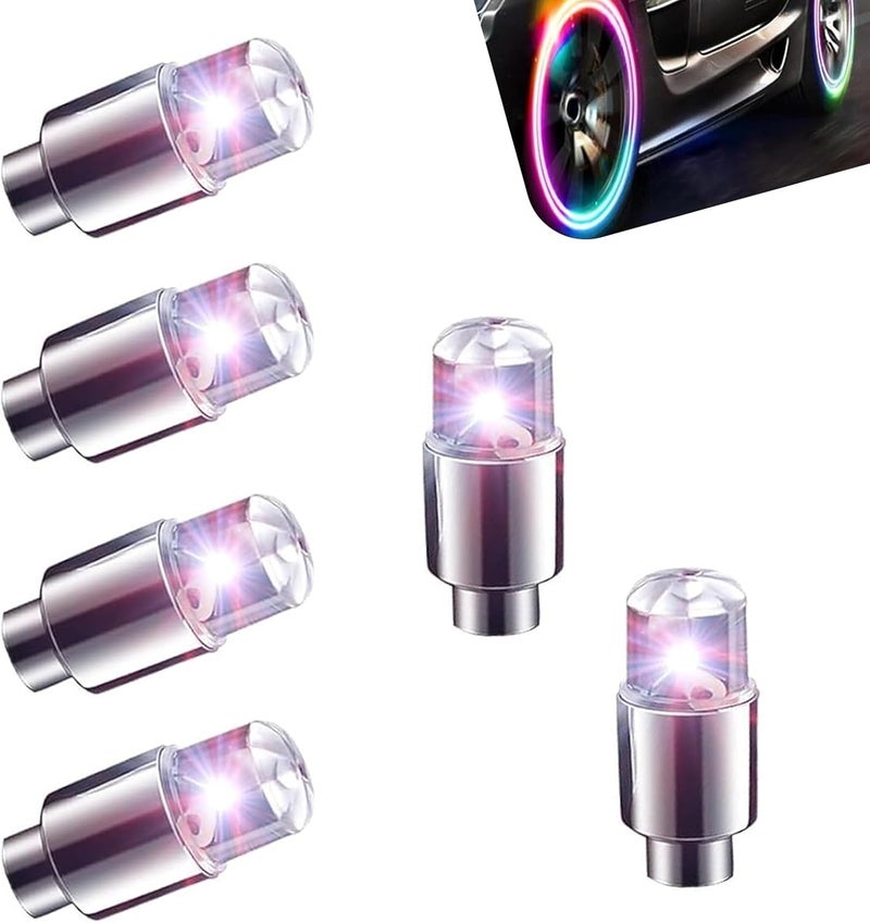 MLY 6PCS LED Tire Valve Caps, Waterproof Wheel Tire Valve Light, Wheel Rim Accent Lighting with Night Safety Mode & Style-Enhancing Glow Technology, Universal for Car Motorcycle Bike (Multicolored) - Image 1